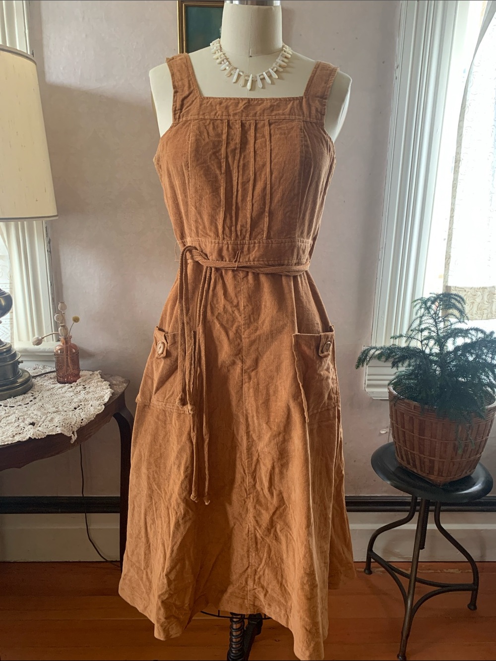 Vintage Young Edwardian by Arpeja Rust Brown Corduroy Wrap Dress